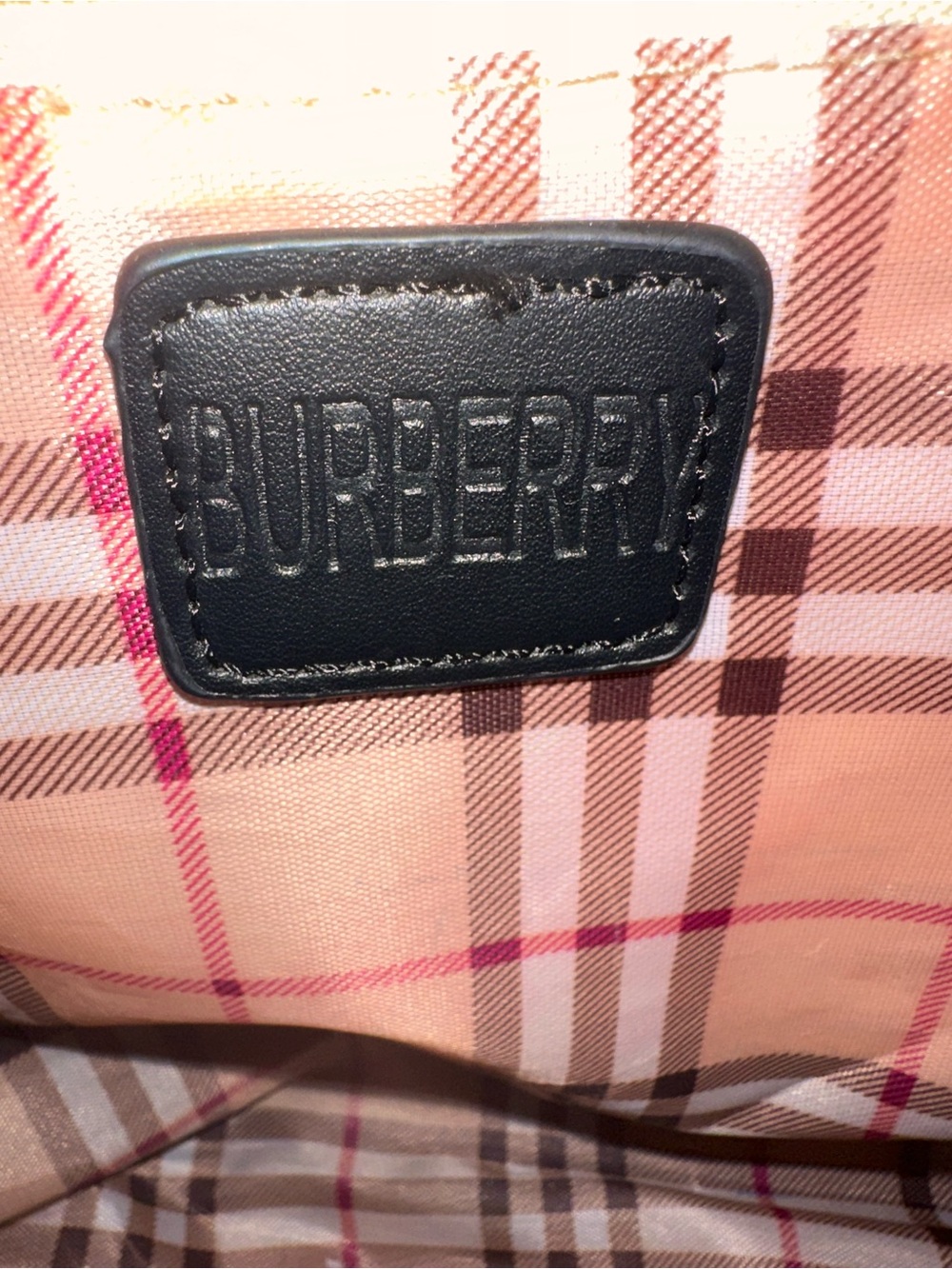Burberry Beige Plaid Tote with Black Trim - Picture 3 of 5